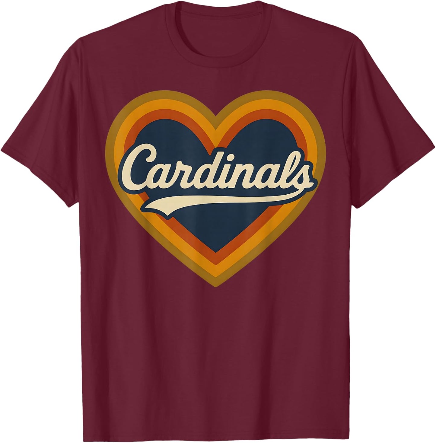 Retro Heart Cardinals Classic Vibe Graphic Gift Men Women T-Shirt - T-Shirt | Maroon