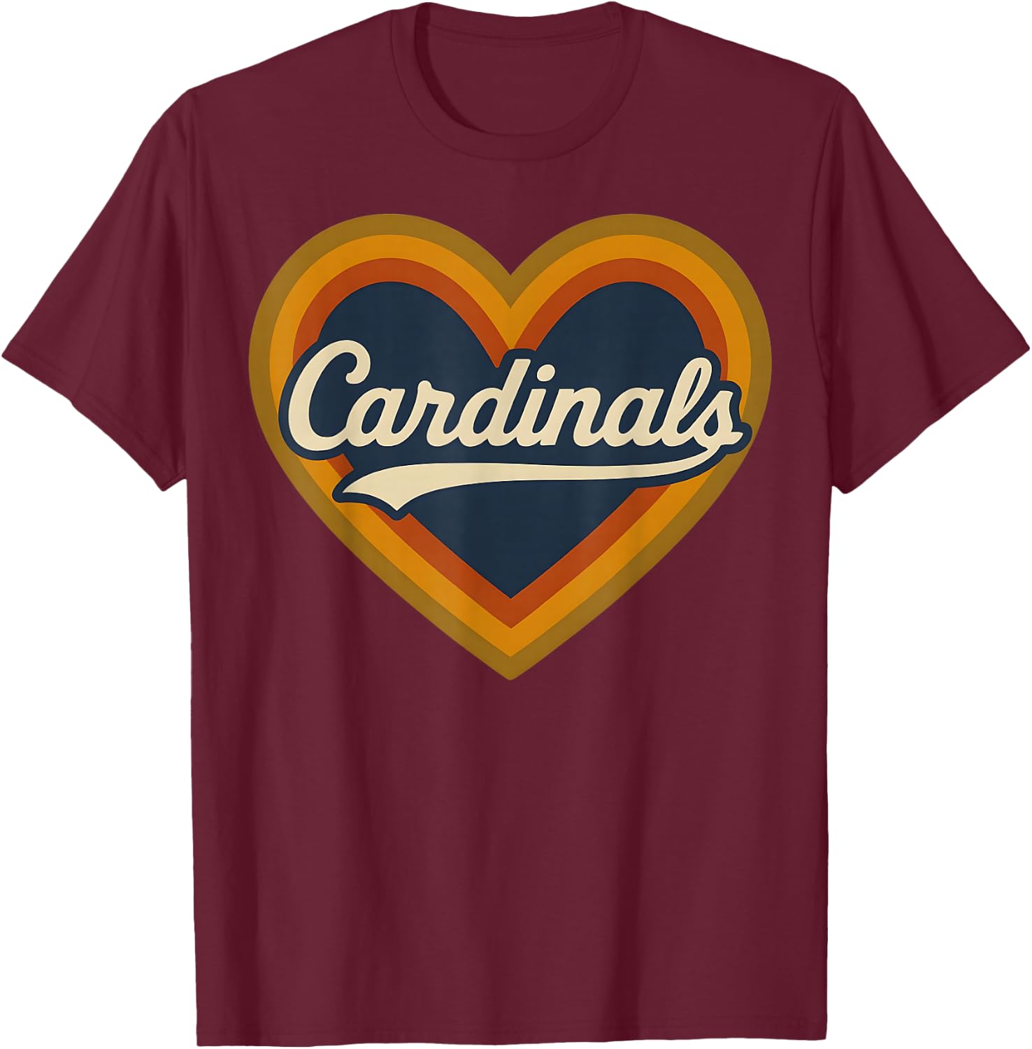 Retro Heart Cardinals Classic Vibe Graphic Gift Men Women T-Shirt - T-Shirt | Maroon