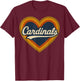 Retro Heart Cardinals Classic Vibe Graphic Gift Men Women T-Shirt - T-Shirt | Maroon