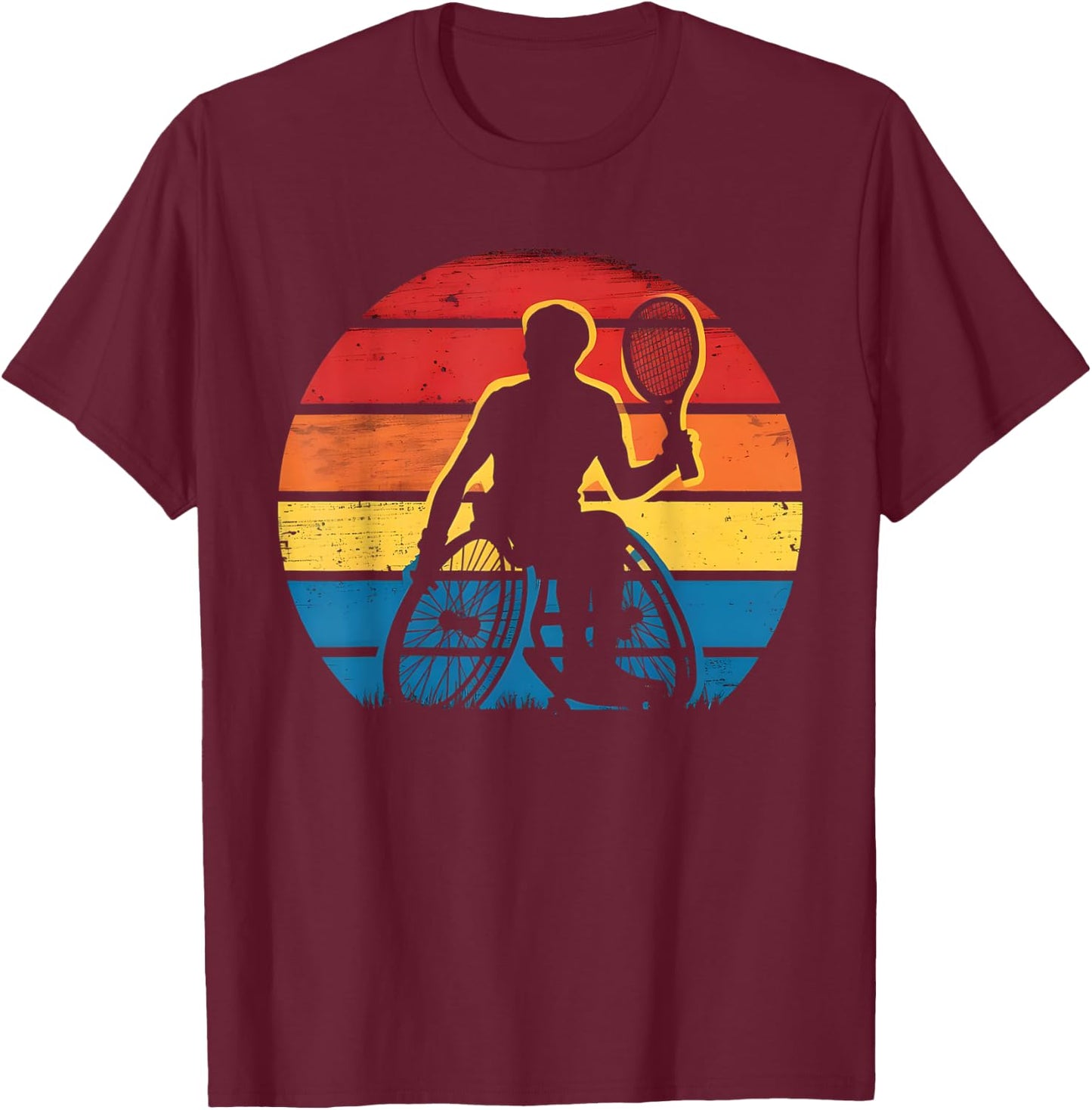 Retro Wheelchair Tennis T-Shirt - T-Shirt | Maroon