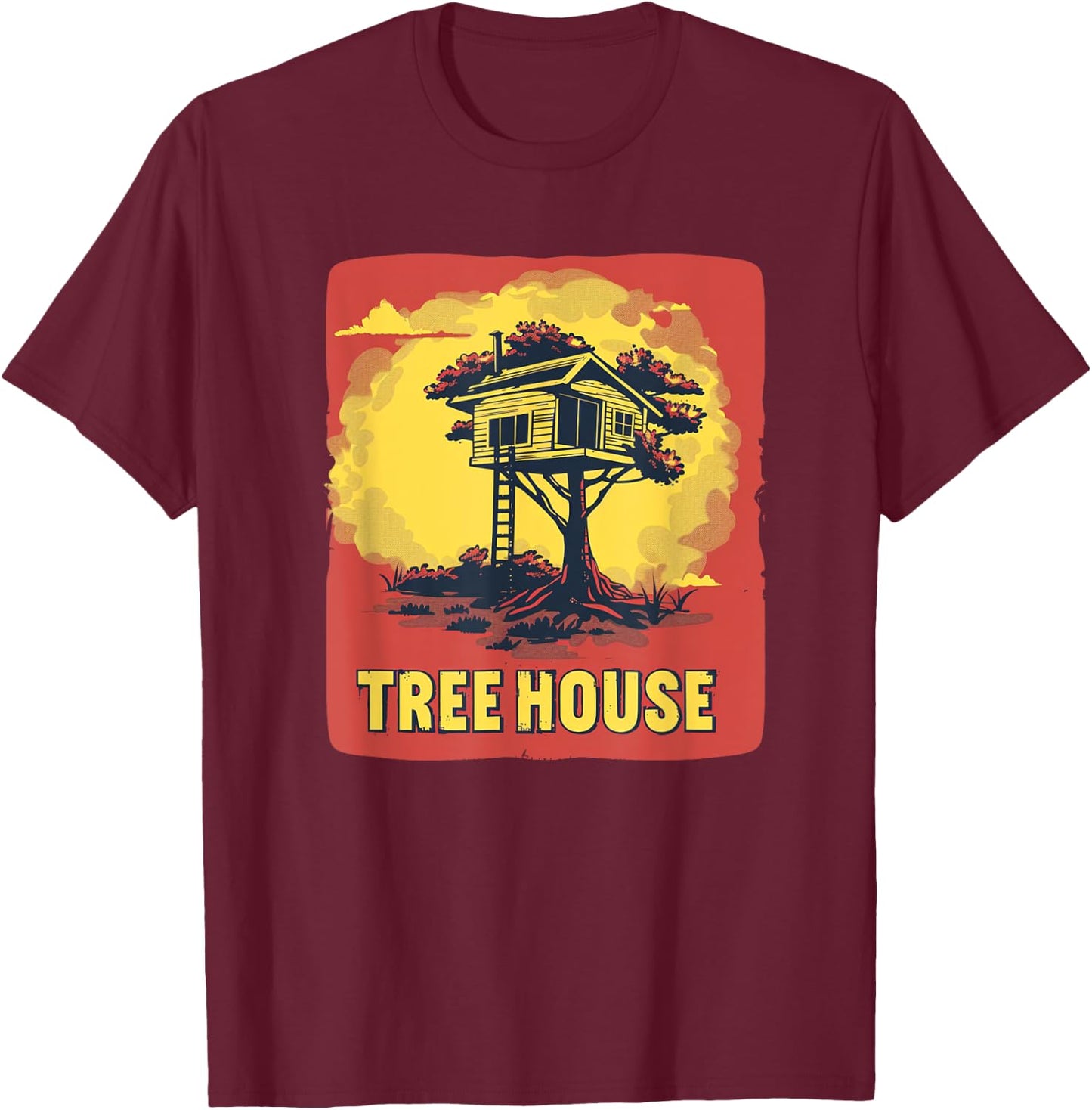 Happy Treehouse Outfit for Boys and Girls T-Shirt - T-Shirt | Maroon