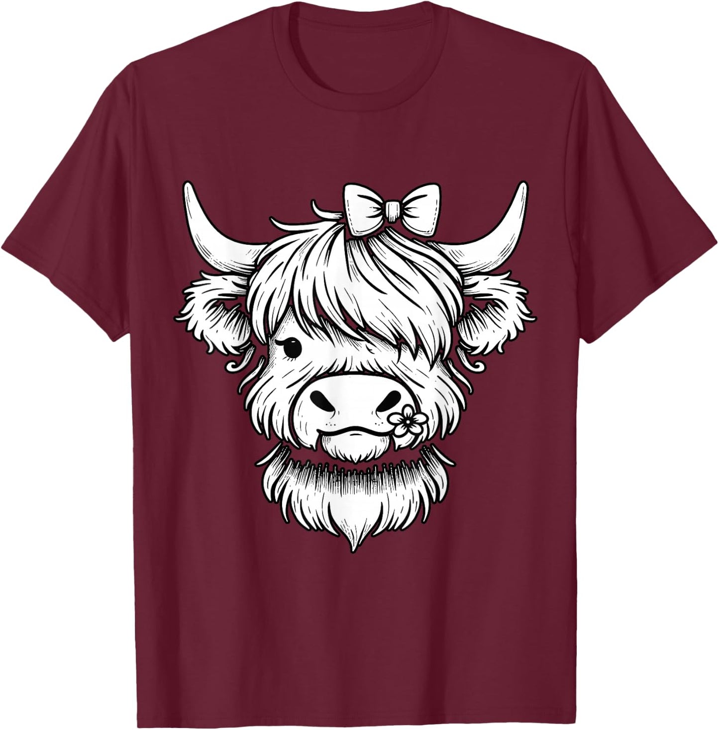 Highland Cow Farmer Farm Girl Highland Cattle T-Shirt - T-Shirt | Maroon