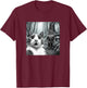 Funny Cat Selfie with Gnome Halloween Fall Christmas Women T-Shirt - T-Shirt | Maroon