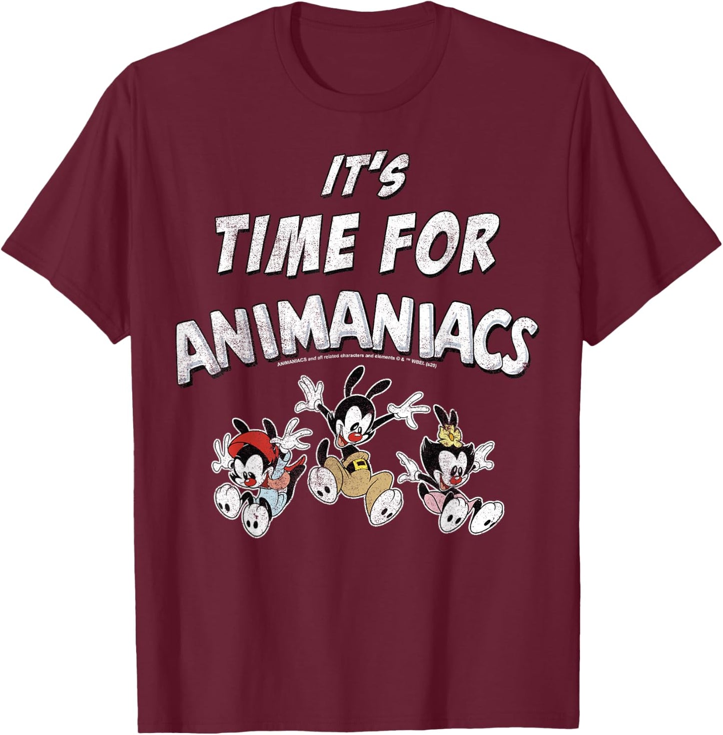 Animaniacs It's Time For Animaniacs Group Shot T-Shirt - T-Shirt | Maroon