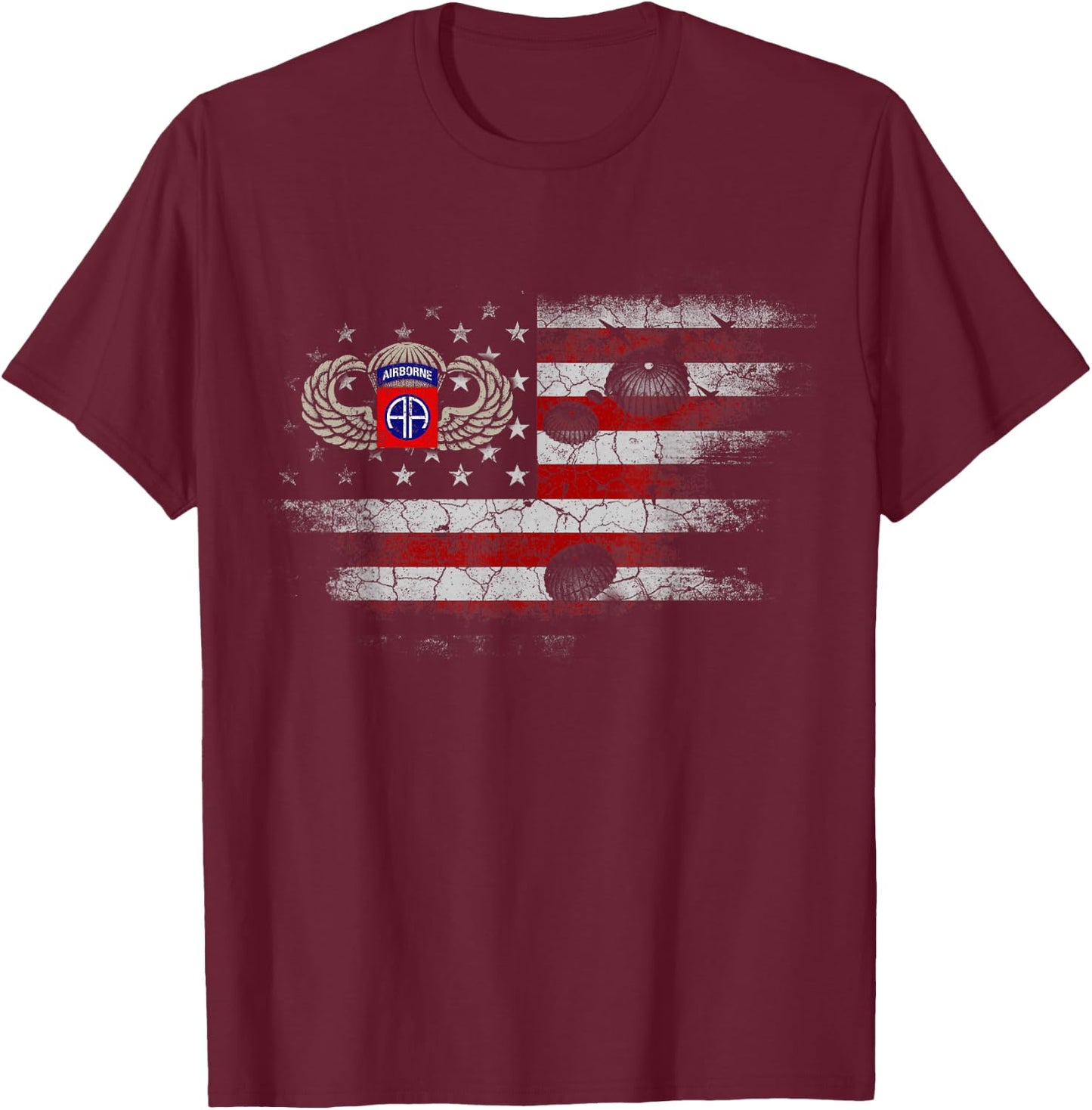 82nd Army Airborne Division Flag , Veterans Day Gift T-Shirt - T-Shirt | Maroon
