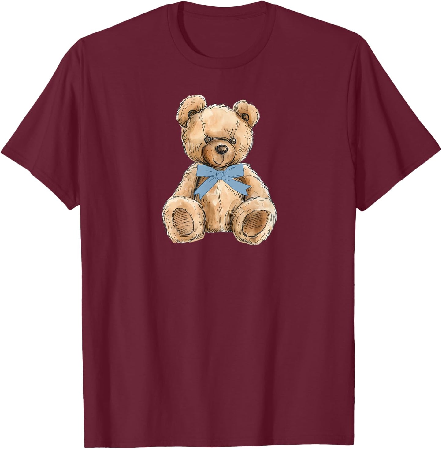 Teddy Bear Preppy Aesthetic for Teens Coquette T-Shirt - T-Shirt | Maroon
