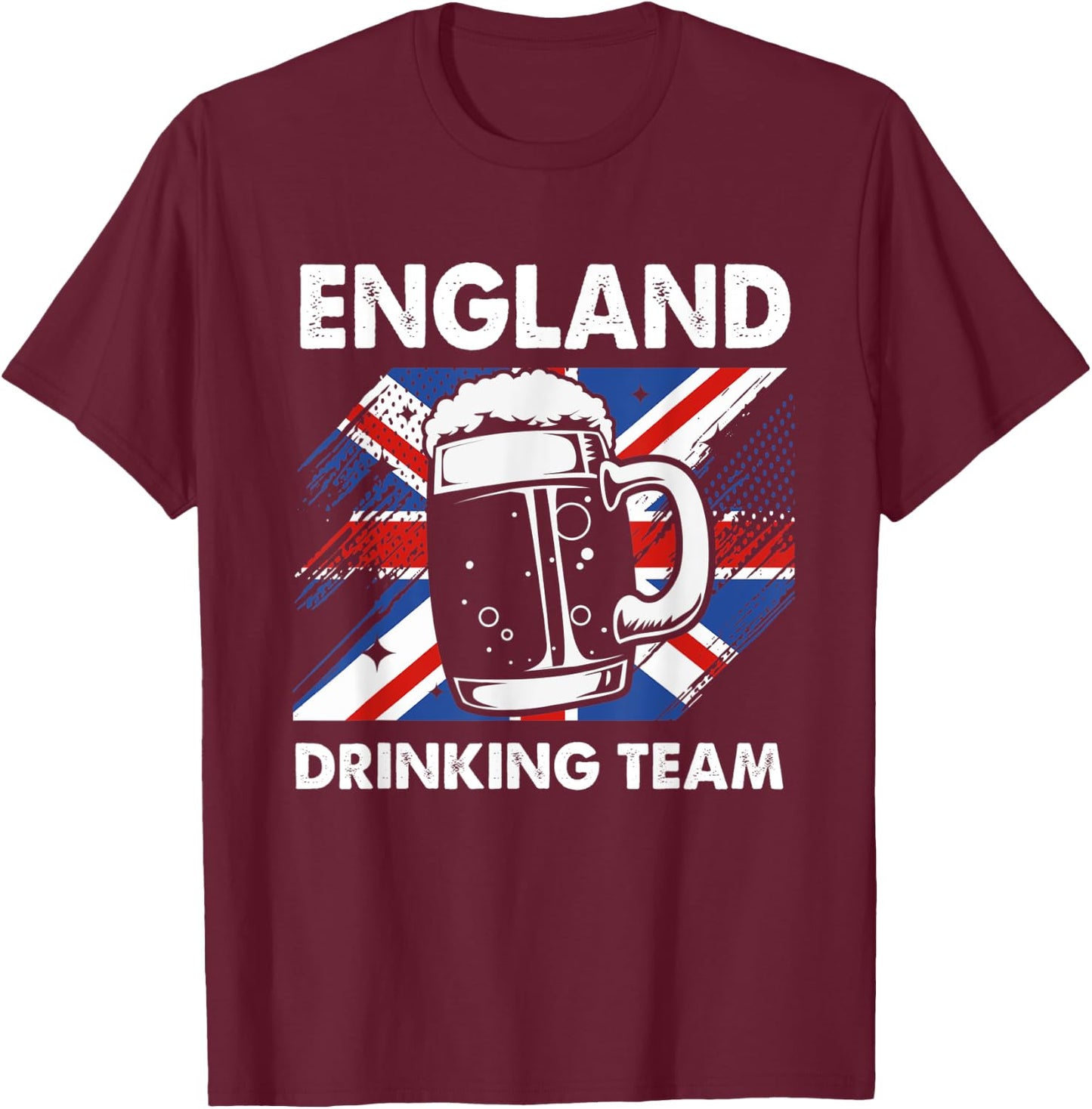 Beer UK Flag England Drinking Team T-Shirt - T-Shirt | Maroon