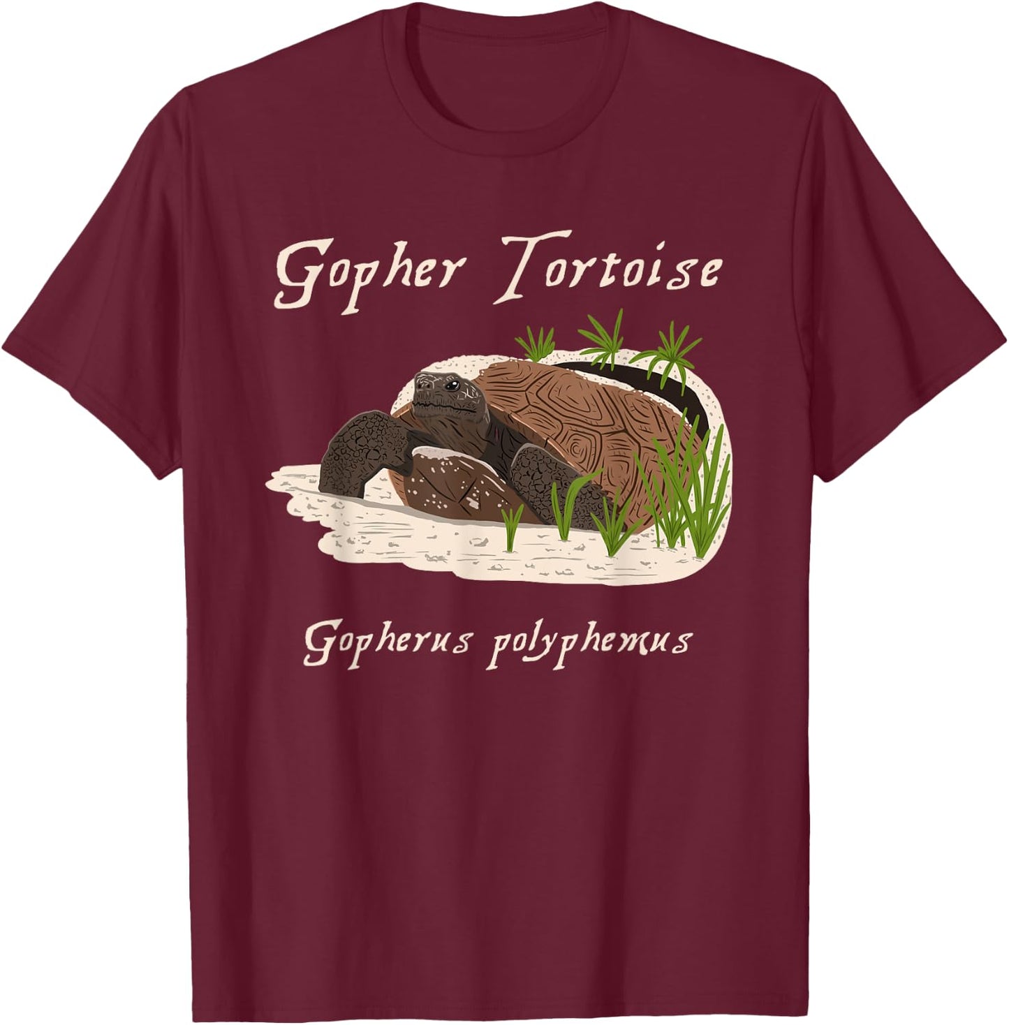 Gopher Tortoise Gopherus polyphemus Wildlife T-Shirt - T-Shirt | Maroon