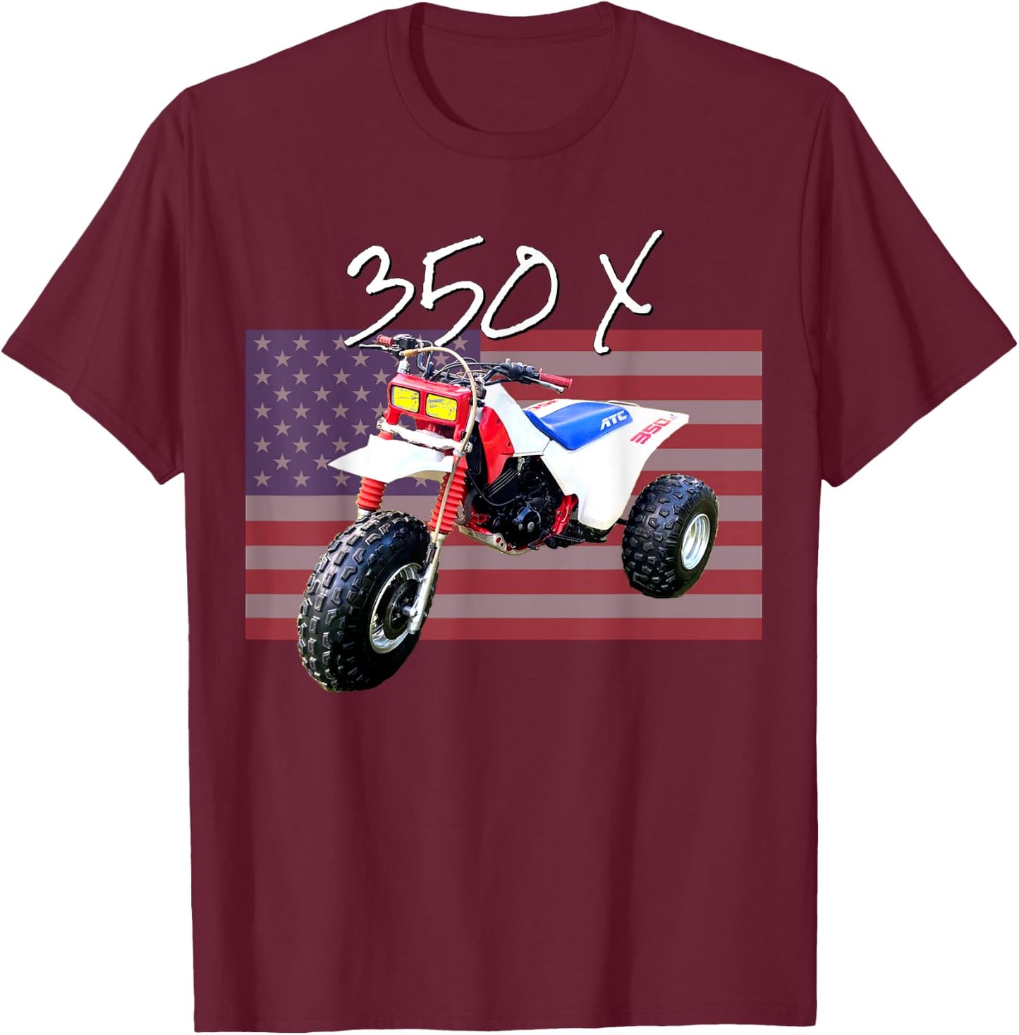 350X Three Wheeler, Retro Three Wheeler, 2 Stroke T-Shirt - T-Shirt | Maroon