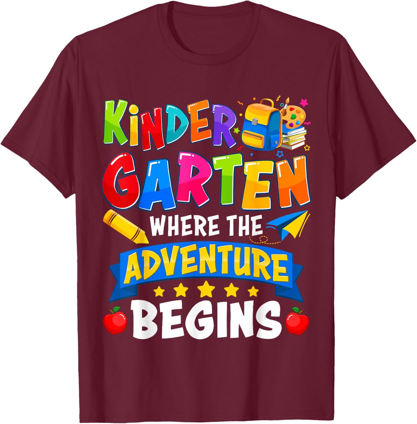 Back To School Kindergarten Teacher Women Kids T-Shirt - T-Shirt | Maroon