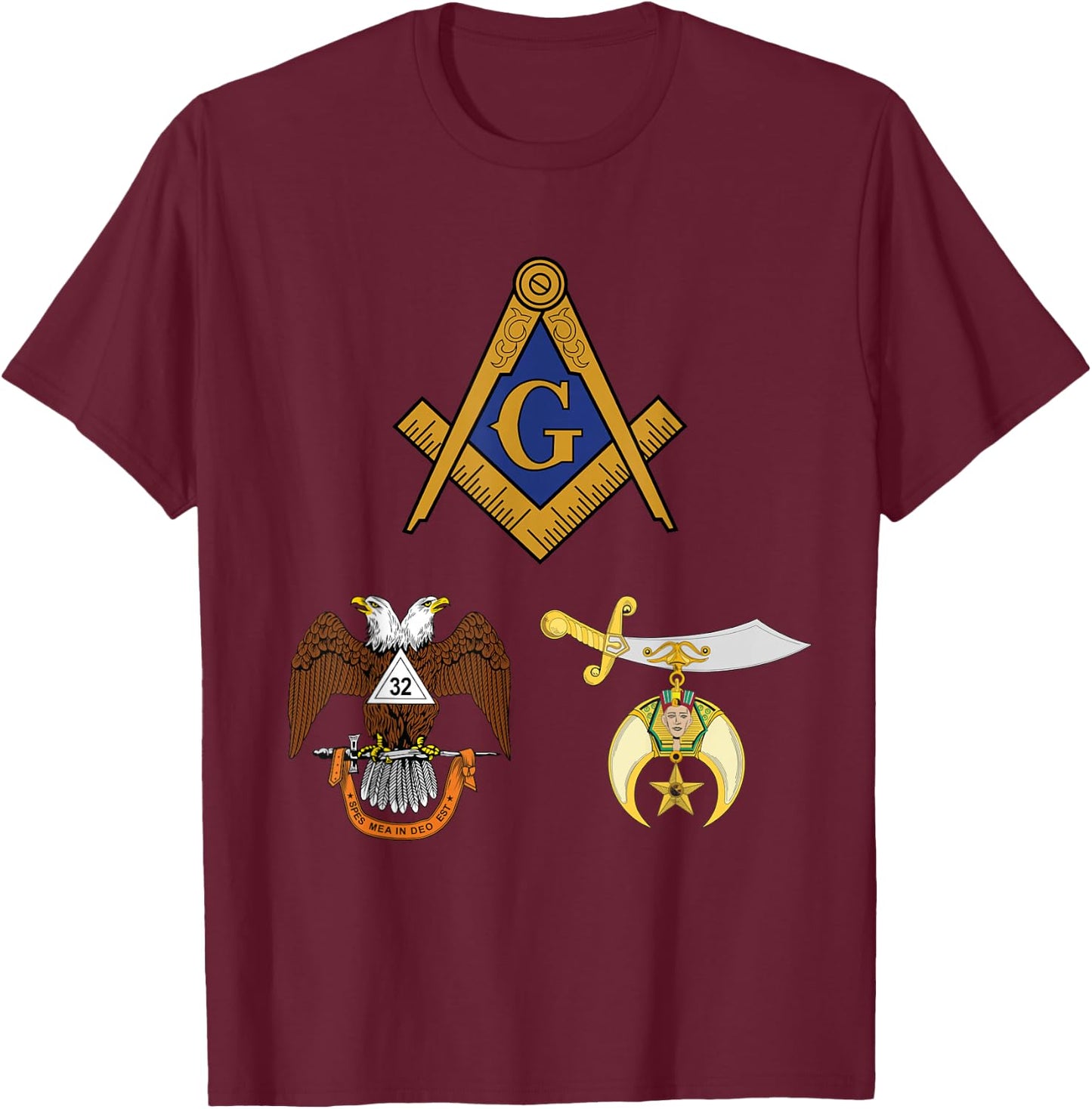 Master Mason 32nd Degree Shrine AASR Noble Masonic WD Blue T-Shirt - T-Shirt | Maroon