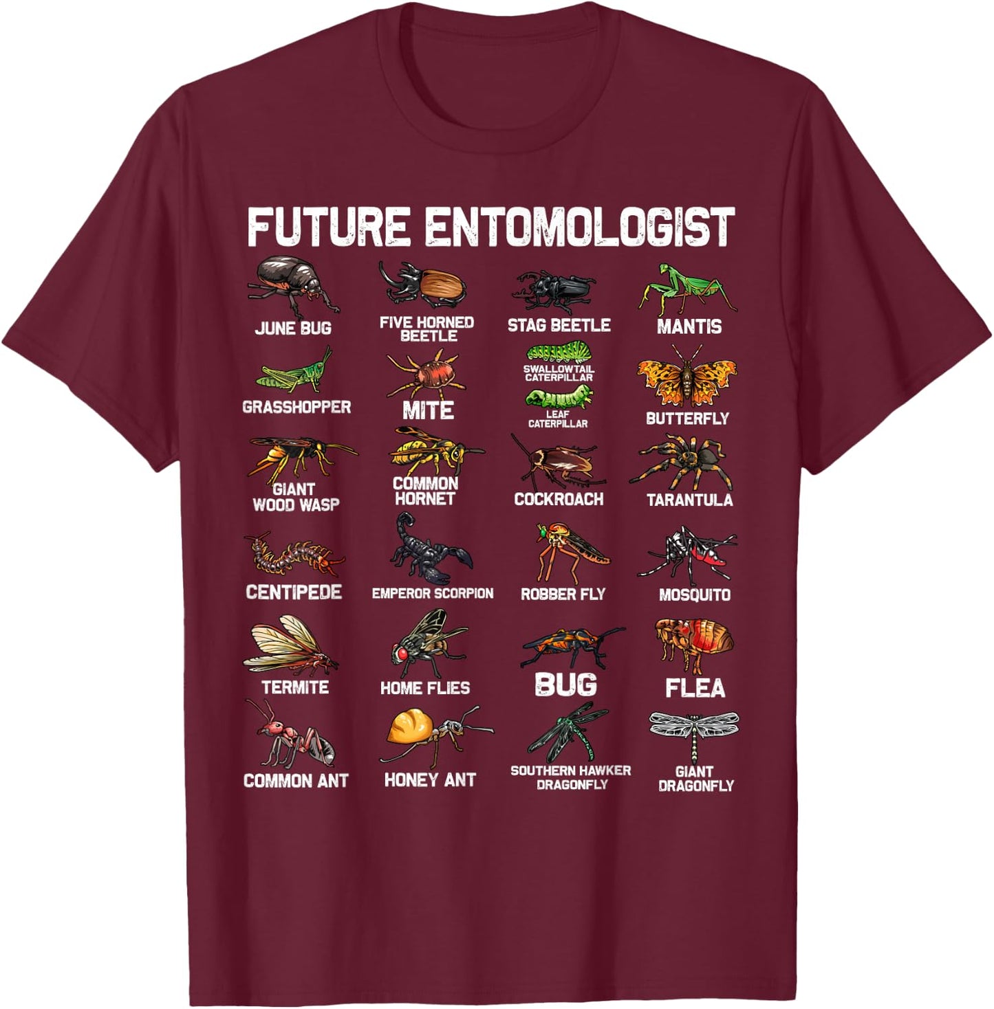 Funny Entomology Insect Bug Lover Men Women Boys Girls Kids T-Shirt - T-Shirt | Maroon