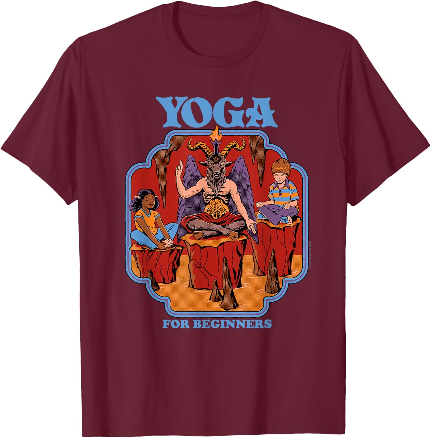 Steven Rhodes Yoga for Beginners Baphomet Demon Dark Humor T-Shirt - T-Shirt | Maroon
