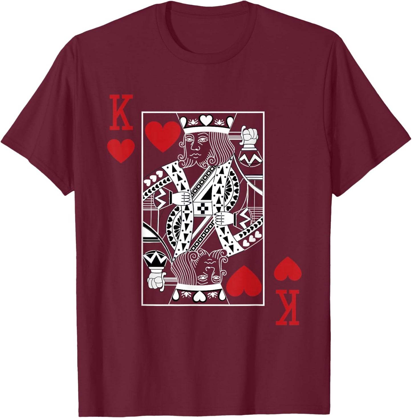 King of Hearts Playing Cards Casino Poker Magician Costume T-Shirt - T-Shirt | Maroon