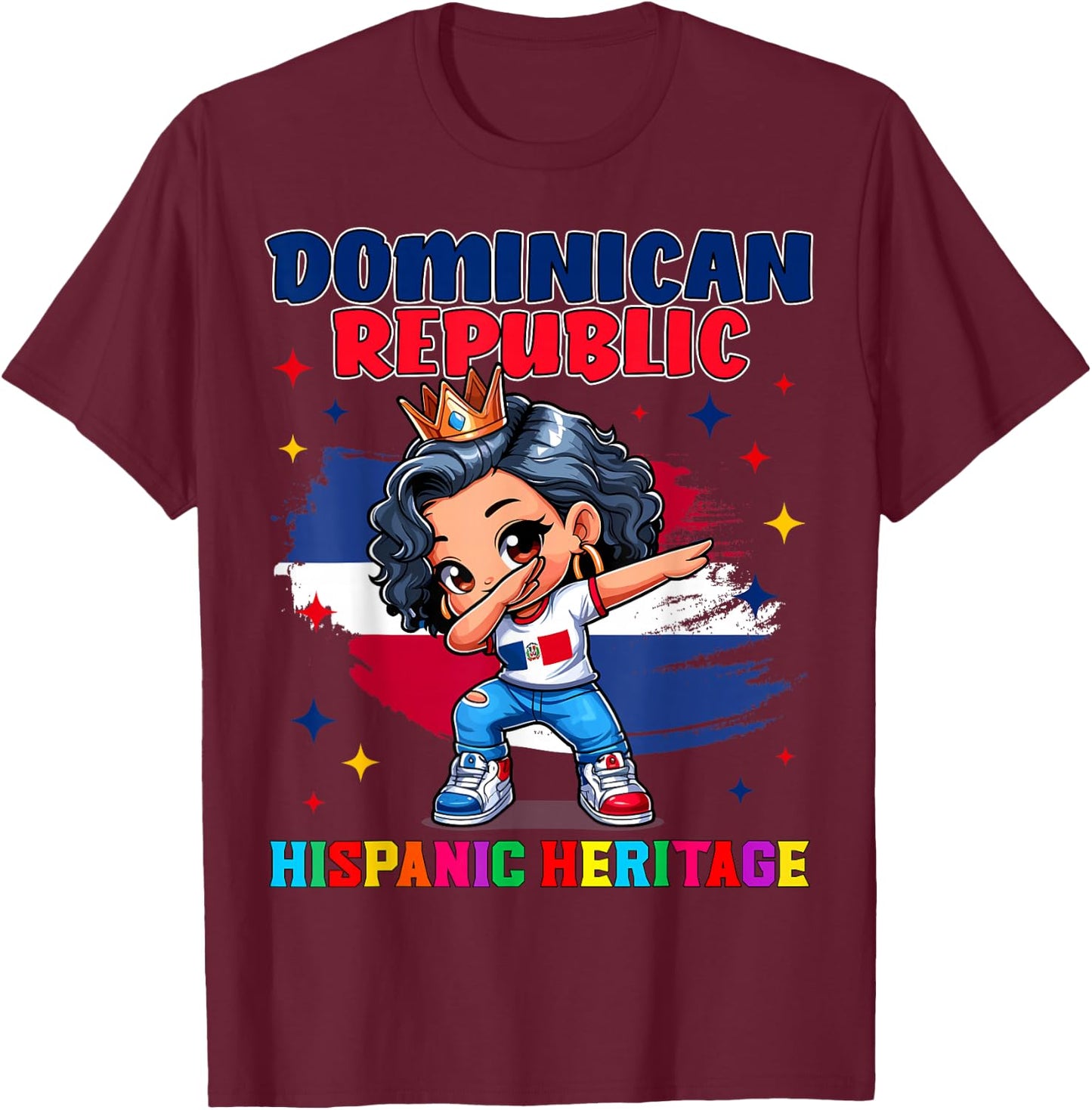 Dominican Republic Girl Hispanic Heritage Celebration kids T-Shirt - T-Shirt | Maroon