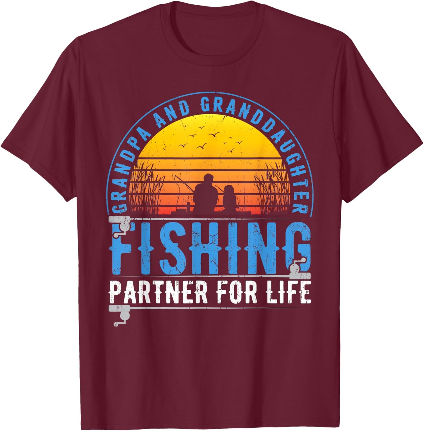 Grandpa And Granddaughter Fishing Buddies For Life Vintage T-Shirt - T-Shirt | Maroon
