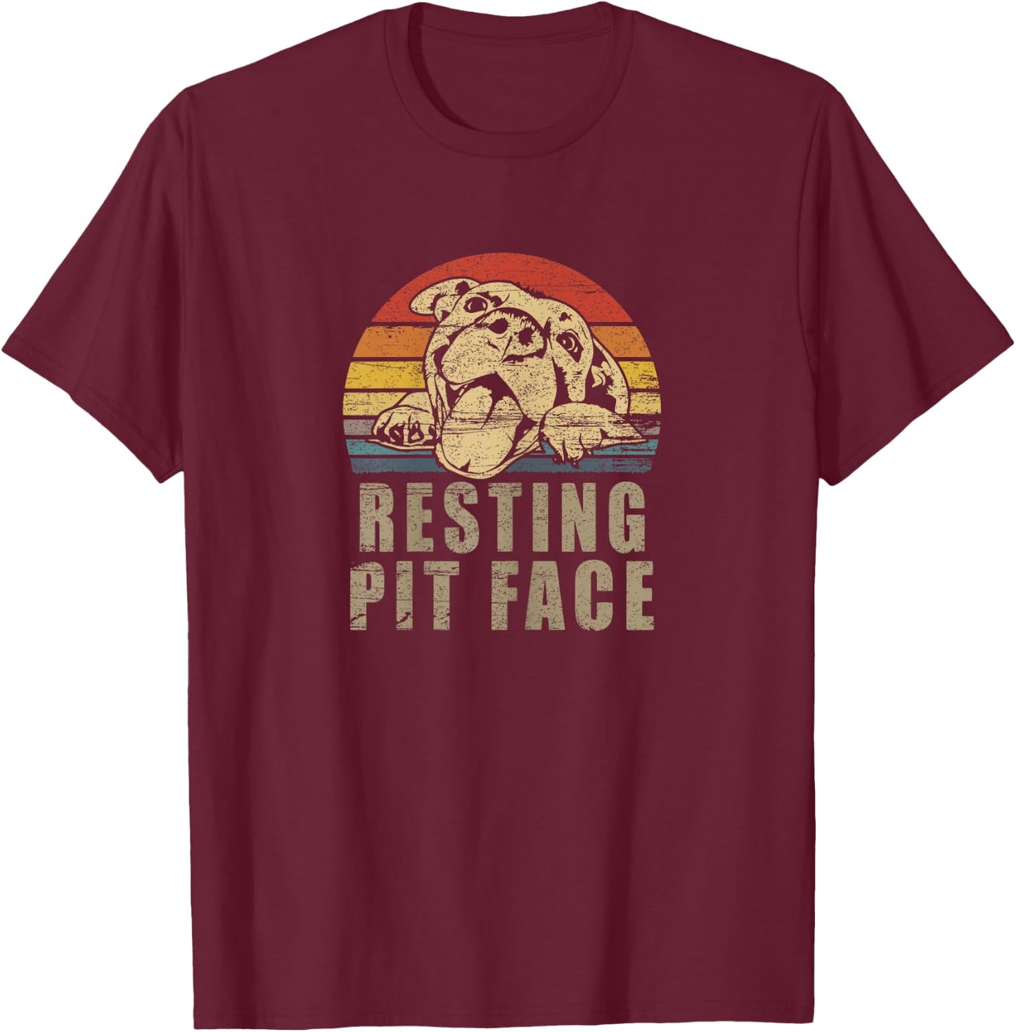 Pitbull Love - Retro Vintage Resting Pit Face Pitbull Mom T-Shirt - T-Shirt | Maroon