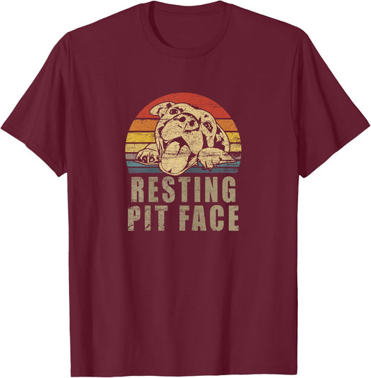 Pitbull Love - Retro Vintage Resting Pit Face Pitbull Mom T-Shirt - T-Shirt | Maroon