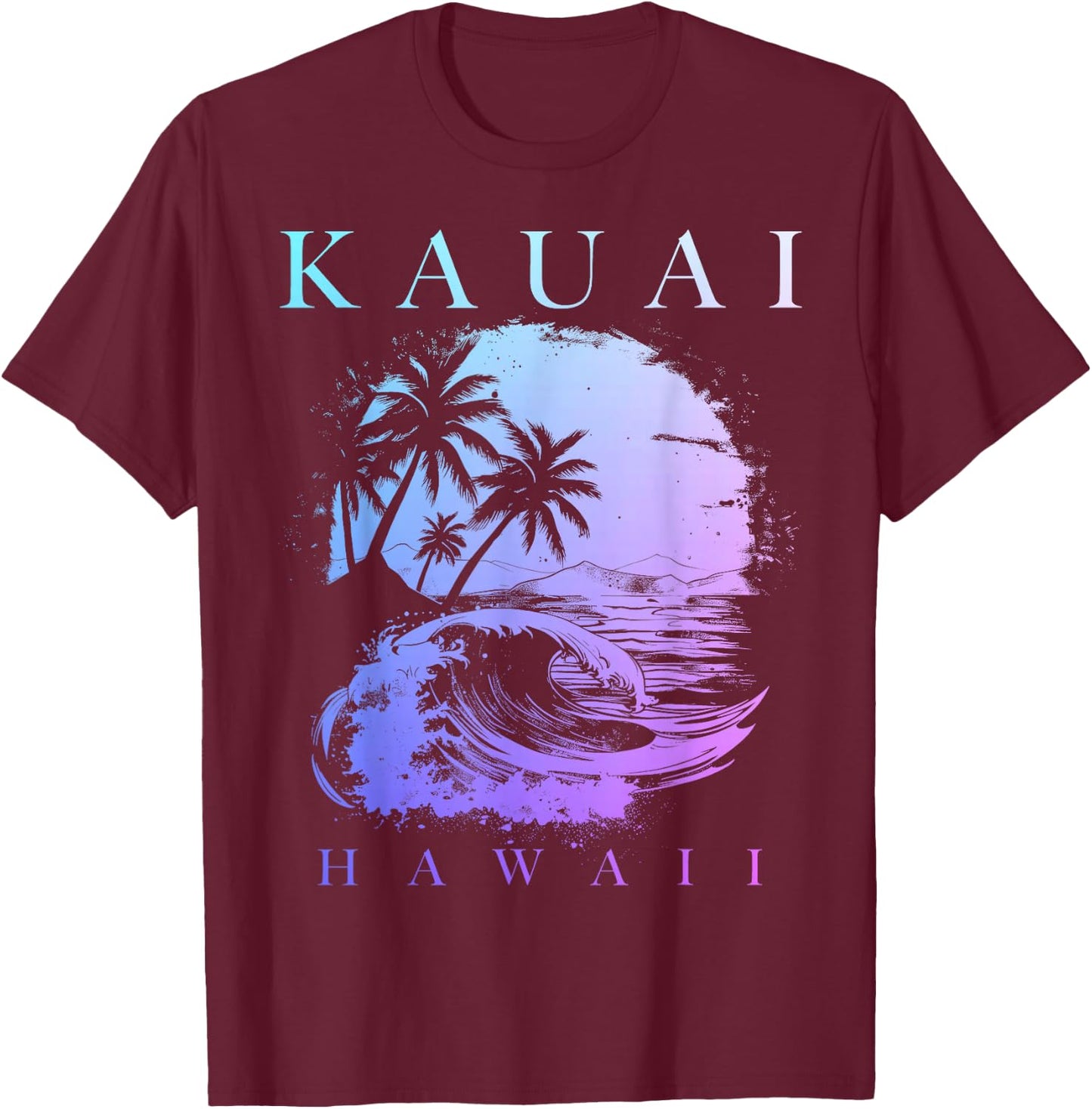 Kauai Hawaii Aloha Hawaiian Surf Surfer Vintage T-Shirt - T-Shirt | Maroon