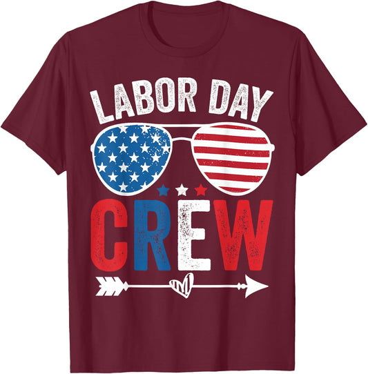 Happy Labor Day Crew Patriot Happy Labor Day T-Shirt - T-Shirt | Maroon