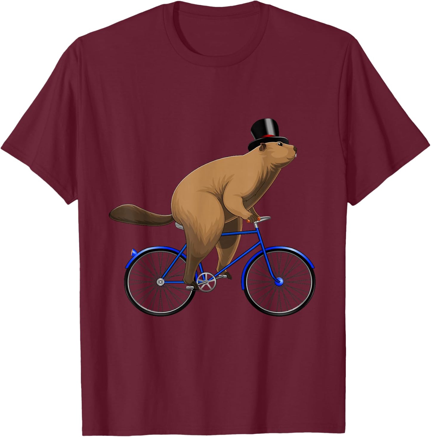 Happy Ground Hog Day Riding A Bike Bicycle Hat T-Shirt - T-Shirt | Maroon