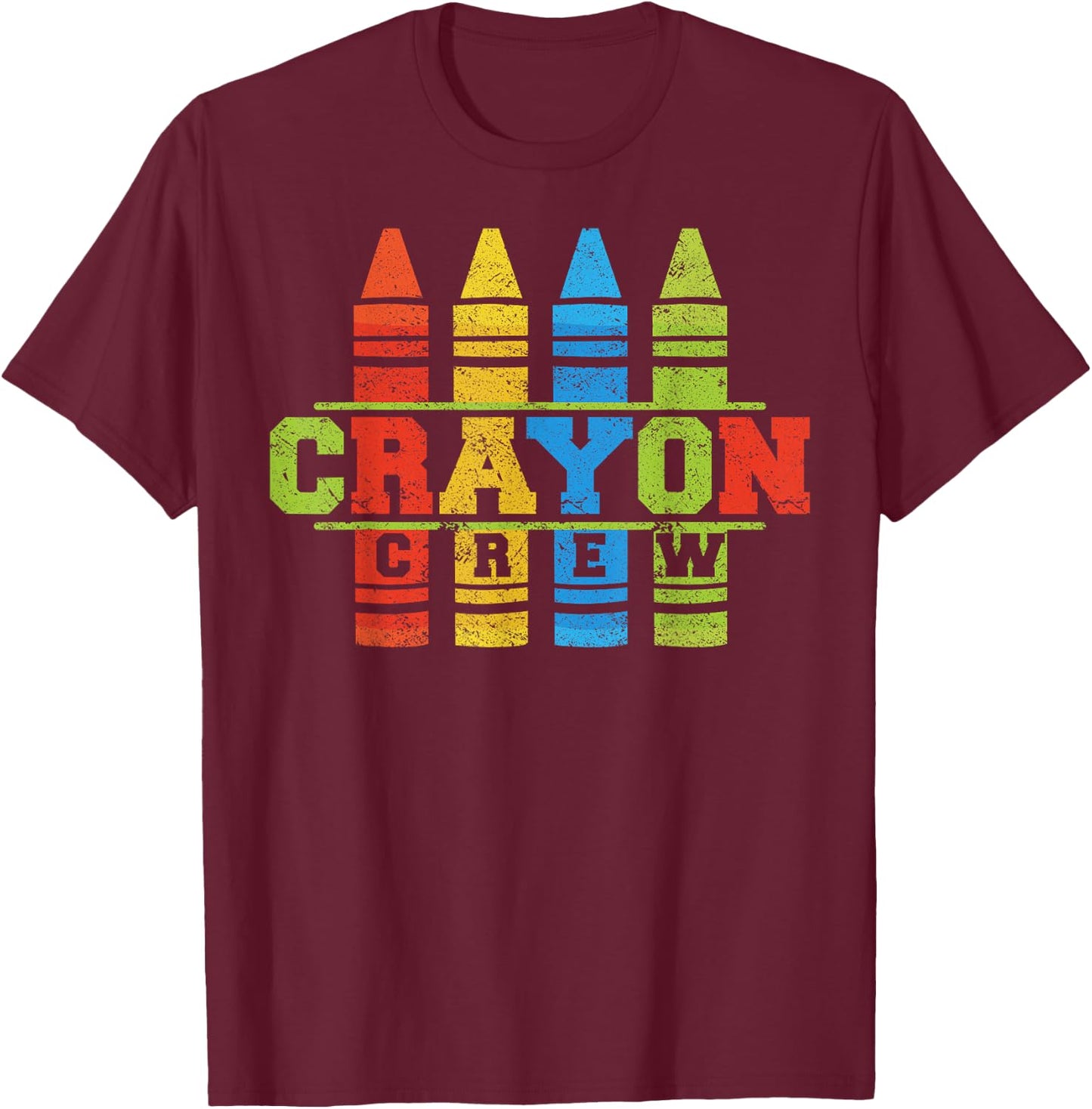 Cray Colors Child Art - Funny Crayon Crew Small T-Shirt - T-Shirt | Maroon