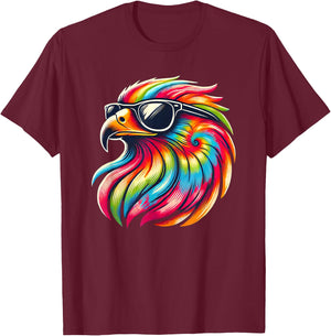 Tie Dye Art Sunglasses Hawk Hawks T-Shirt - T-Shirt | Maroon