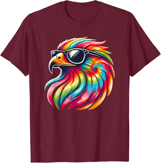 Tie Dye Art Sunglasses Hawk Hawks T-Shirt - T-Shirt | Maroon