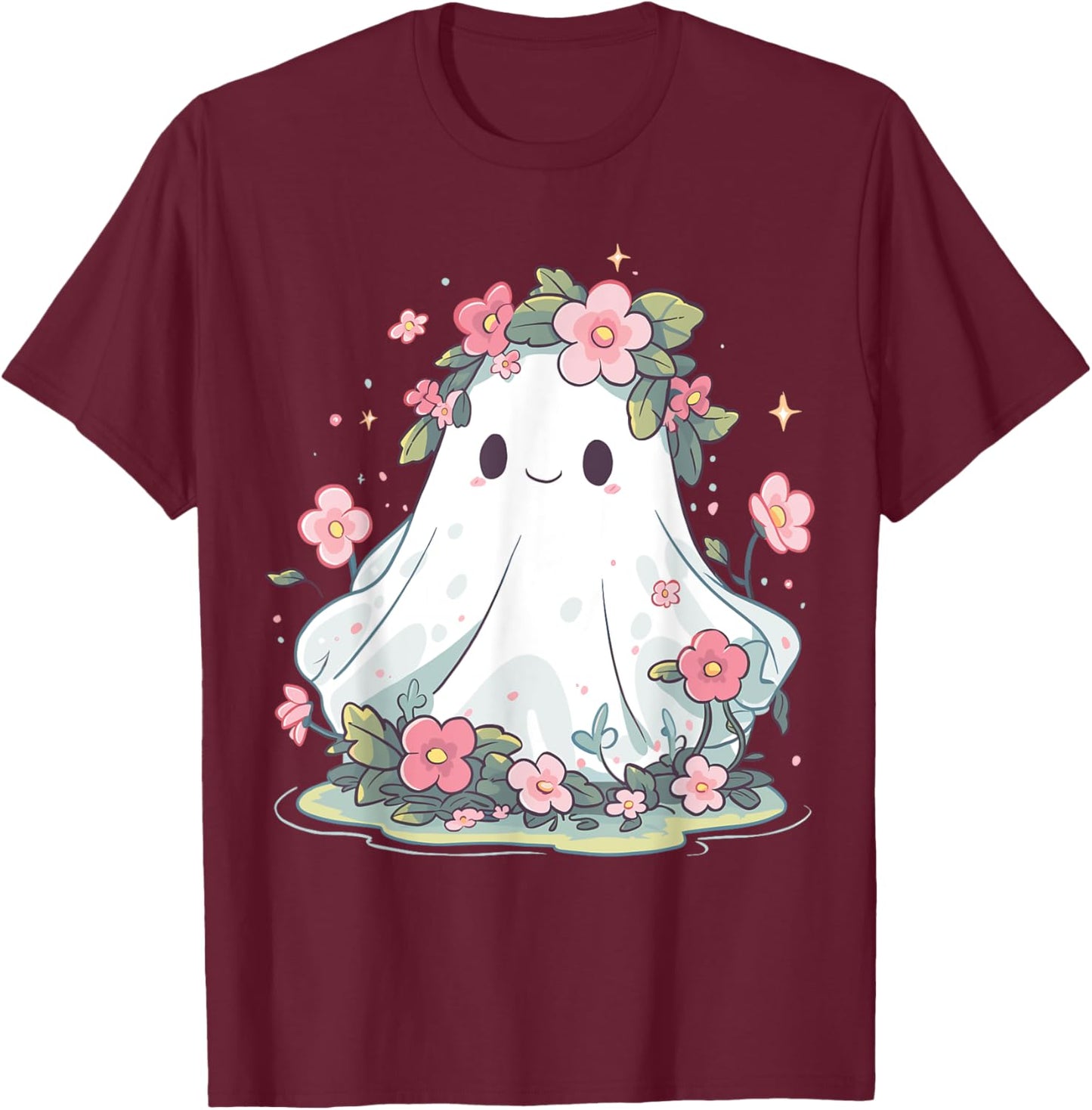 Halloween Ghost Flower Costume Women Girls Halloween T-Shirt - T-Shirt | Maroon