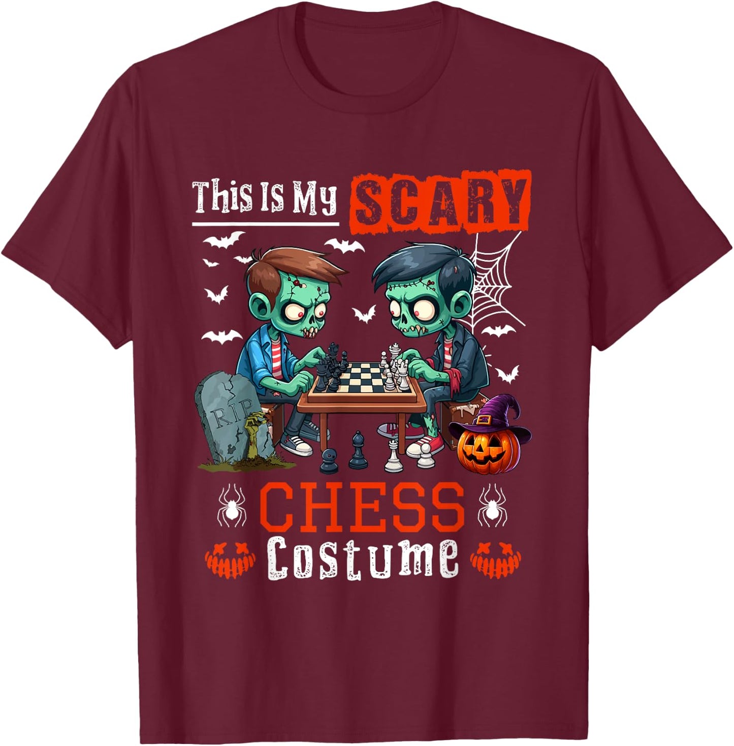My Scary Chess Costume Horror Halloween Player Kids T-Shirt - T-Shirt | Maroon