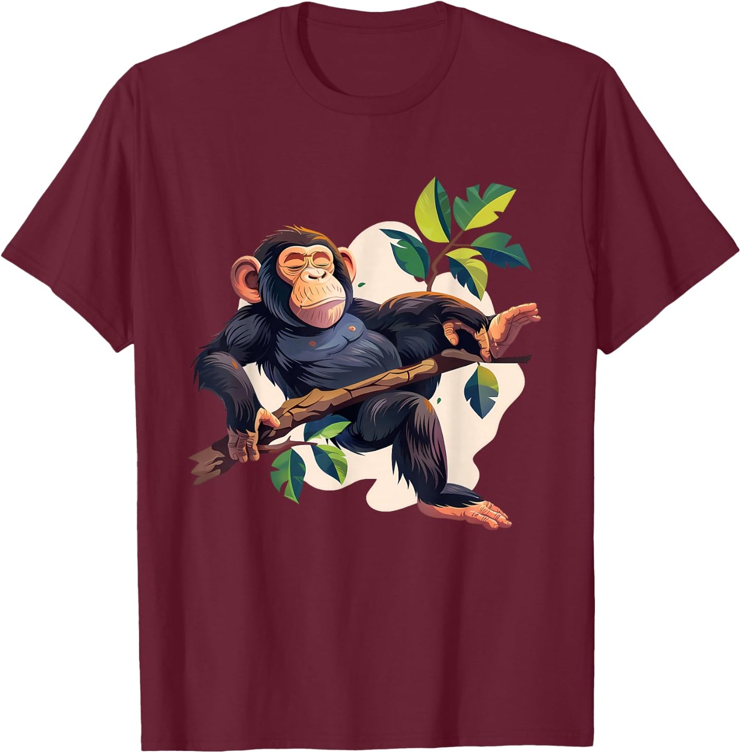 Sleeping Monkey Nature Sleepy Monkey Napping Sleepy Animal T-Shirt - T-Shirt | Maroon