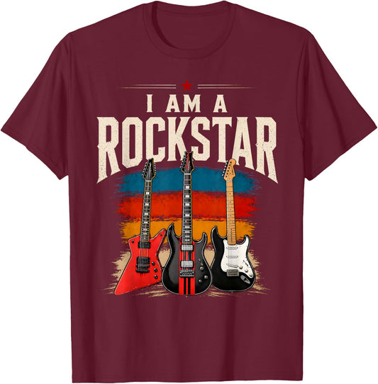 I Am A Rockstar Guitar Lover Rock Star Men Women Kids T-Shirt - T-Shirt | Maroon