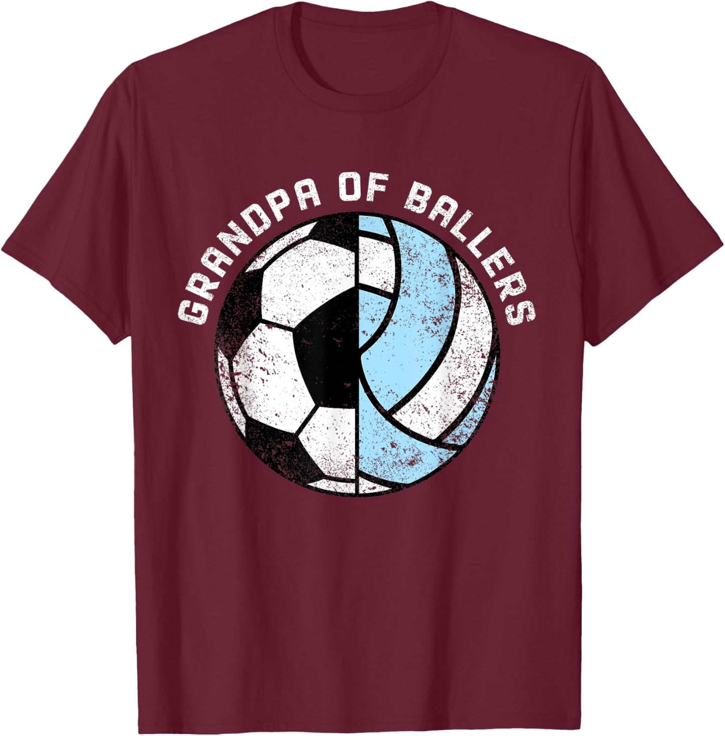 Grandpa Of Ballers Funny Soccer Volleyball Grandpa T-Shirt - T-Shirt | Maroon