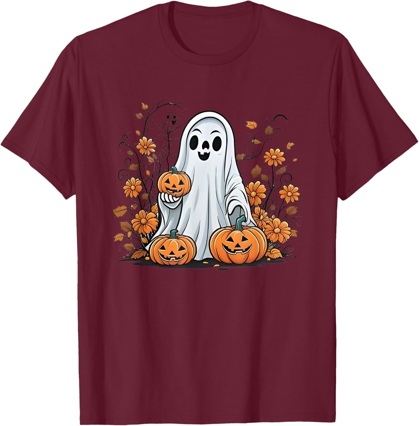Halloween Ghost Funny Women T-Shirt - T-Shirt | Maroon