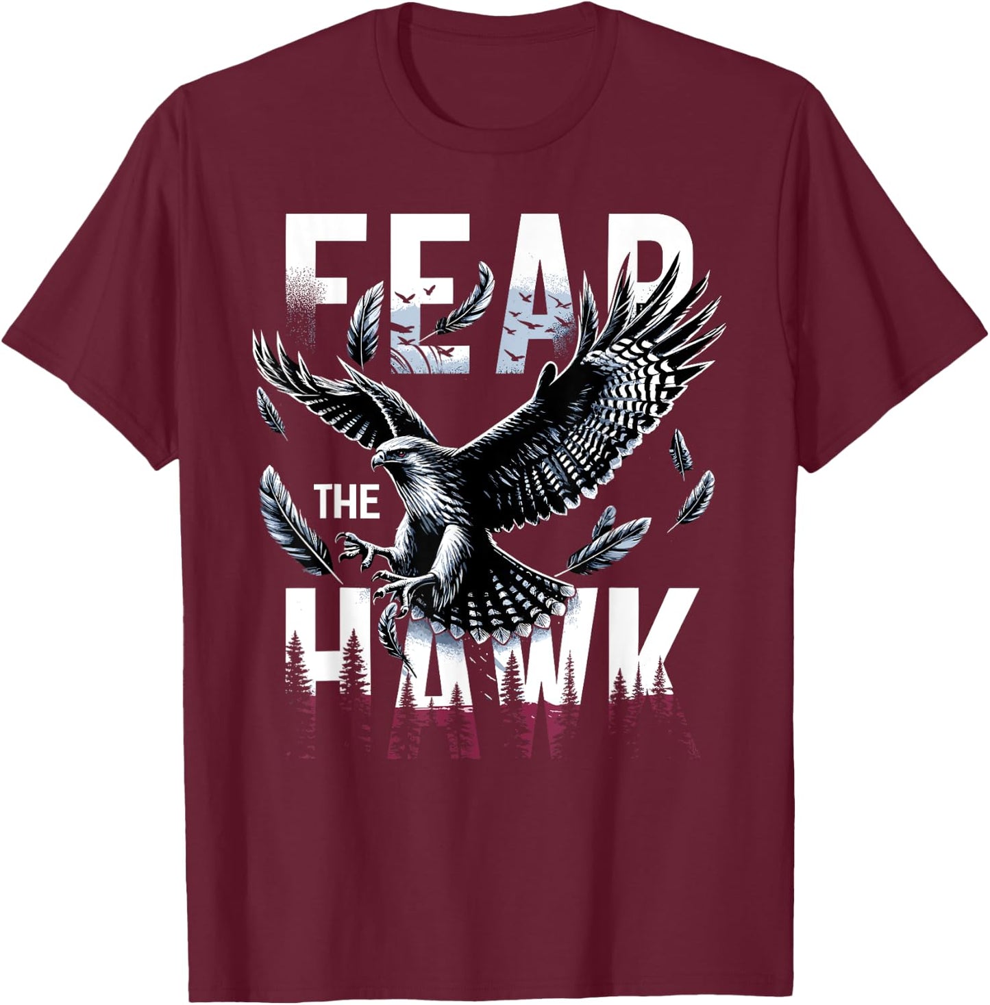 Fear The HAWK HAWKS Girls Boys Hawks T-Shirt - T-Shirt | Maroon
