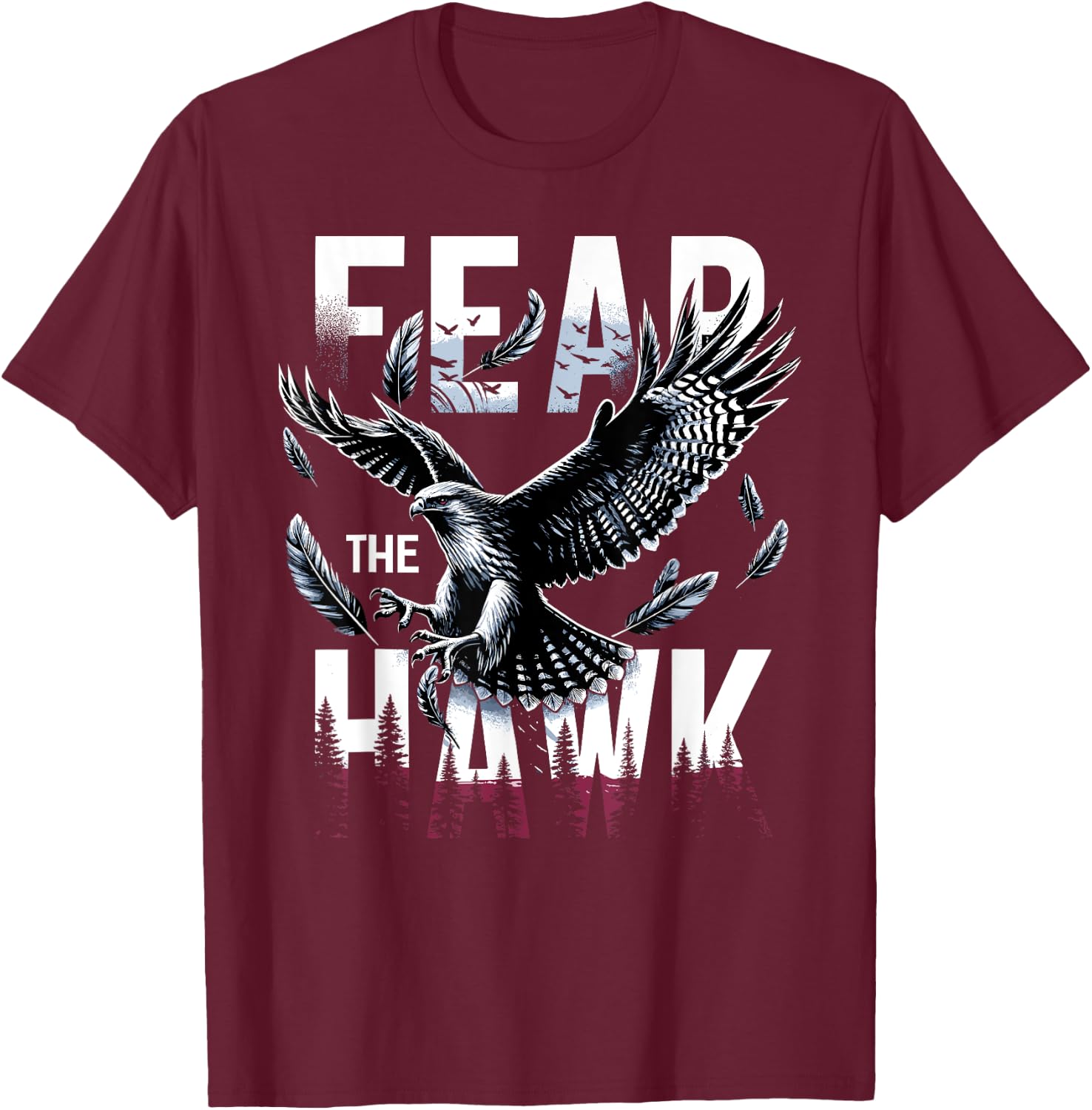 Fear The HAWK HAWKS Girls Boys Hawks T-Shirt - T-Shirt | Maroon
