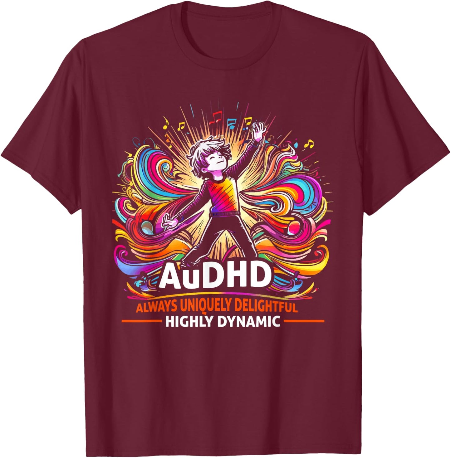 AuDHD Autism ADHD Autistic Spectrum Neurodiversity T-Shirt - T-Shirt | Maroon