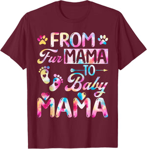 From Fur Mama to Baby Mama Adorable Pregnancy Announcement T-Shirt - T-Shirt | Maroon