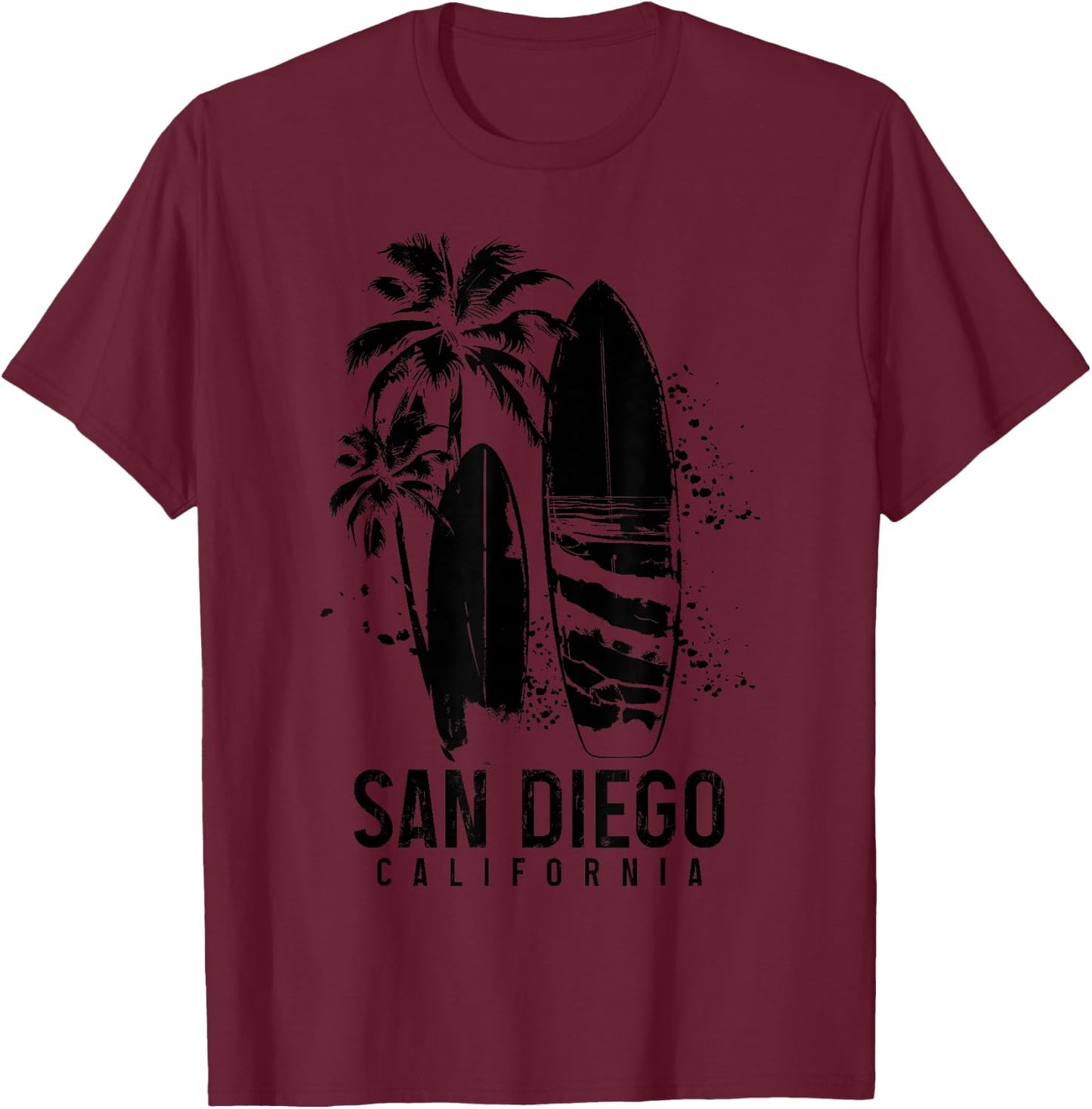 San Diego California Surf Vintage Surfing Surfer T-Shirt - T-Shirt | Maroon
