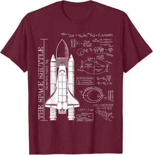 Space Shuttle STS Rocket Science Equations T-Shirt - T-Shirt | Maroon