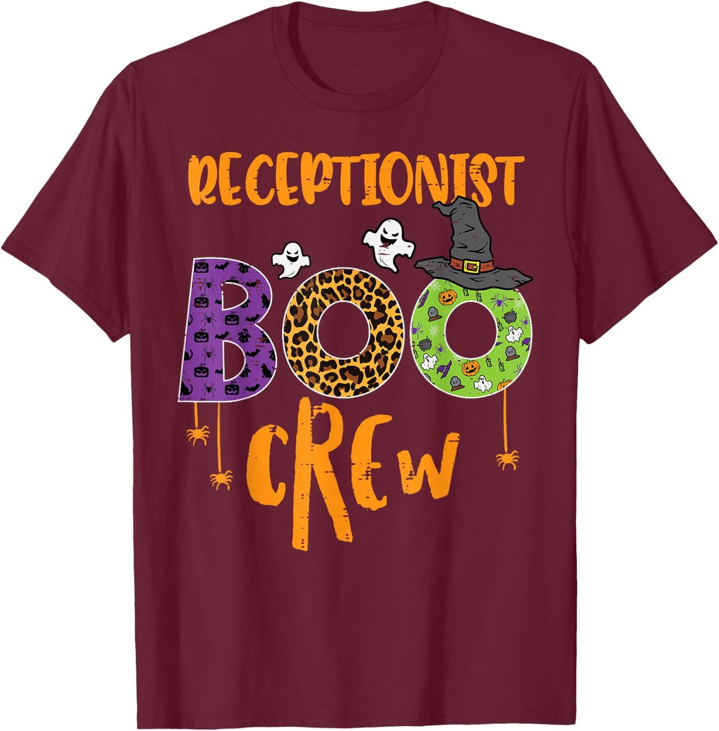 Halloween Receptionist Boo Crew Front Desk Costume Women Men T-Shirt - T-Shirt | Maroon