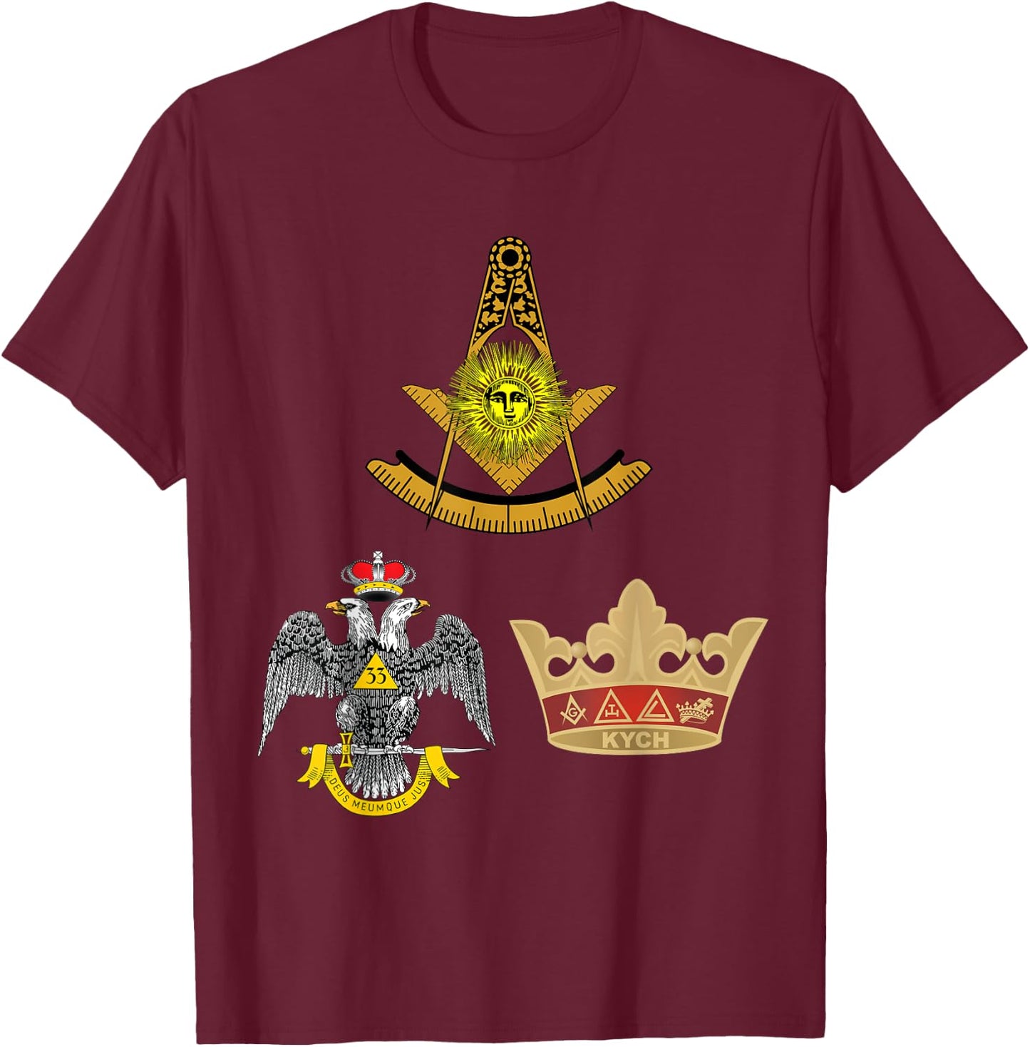 Past Master Mason 33rd KYCH Scottish York Rite Knights WD T-Shirt - T-Shirt | Maroon