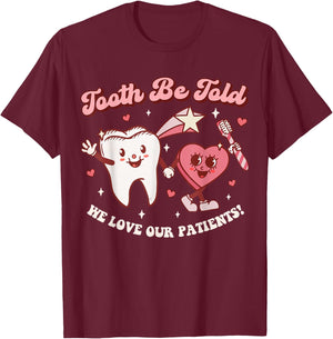 Valentines Day Dental Hygienist Squad Groovy Dentist Tooth T-Shirt - T-Shirt | Maroon