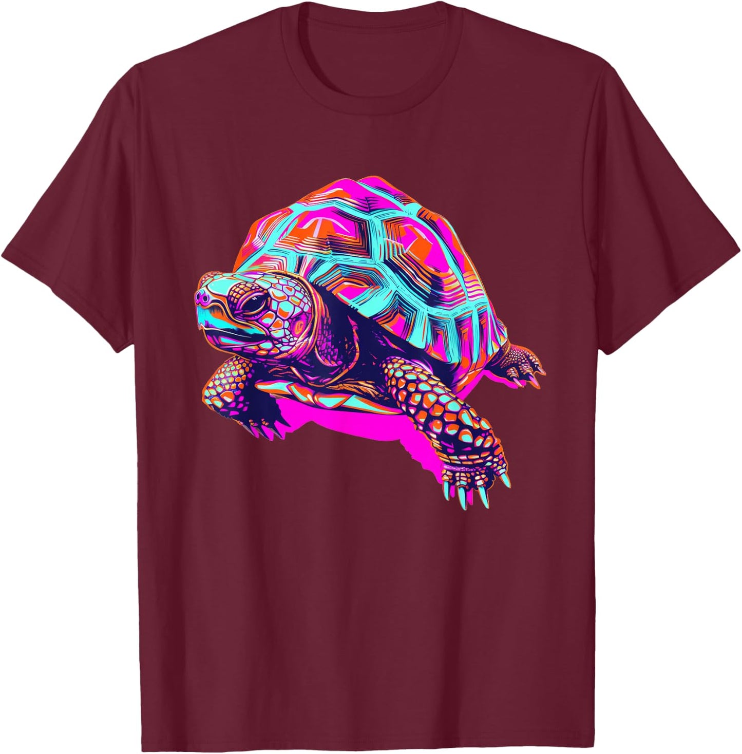Eastern Box Turtle Synthwave T-Shirt - T-Shirt | Maroon