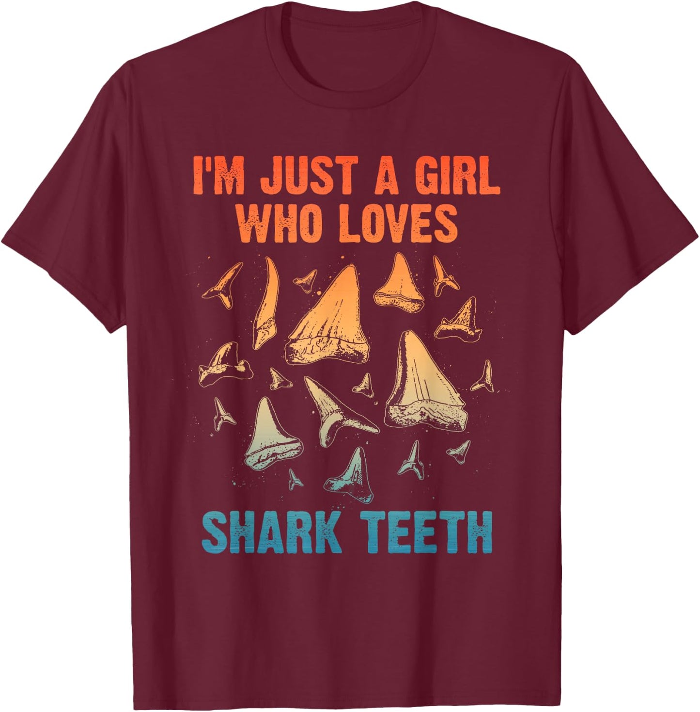 Cool Shark Teeth Art For Girls Women Fossil Megalodon Tooth T-Shirt - T-Shirt | Maroon