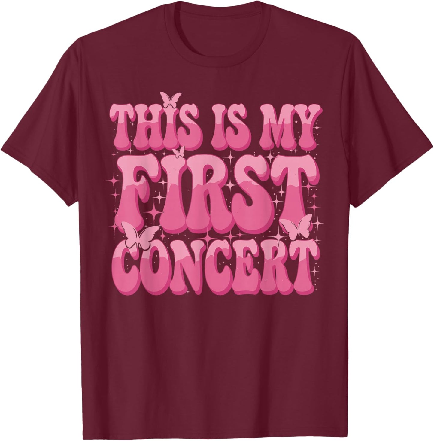 This Is My First Concert Music Event Retro Groovy Girls T-Shirt - T-Shirt | Maroon