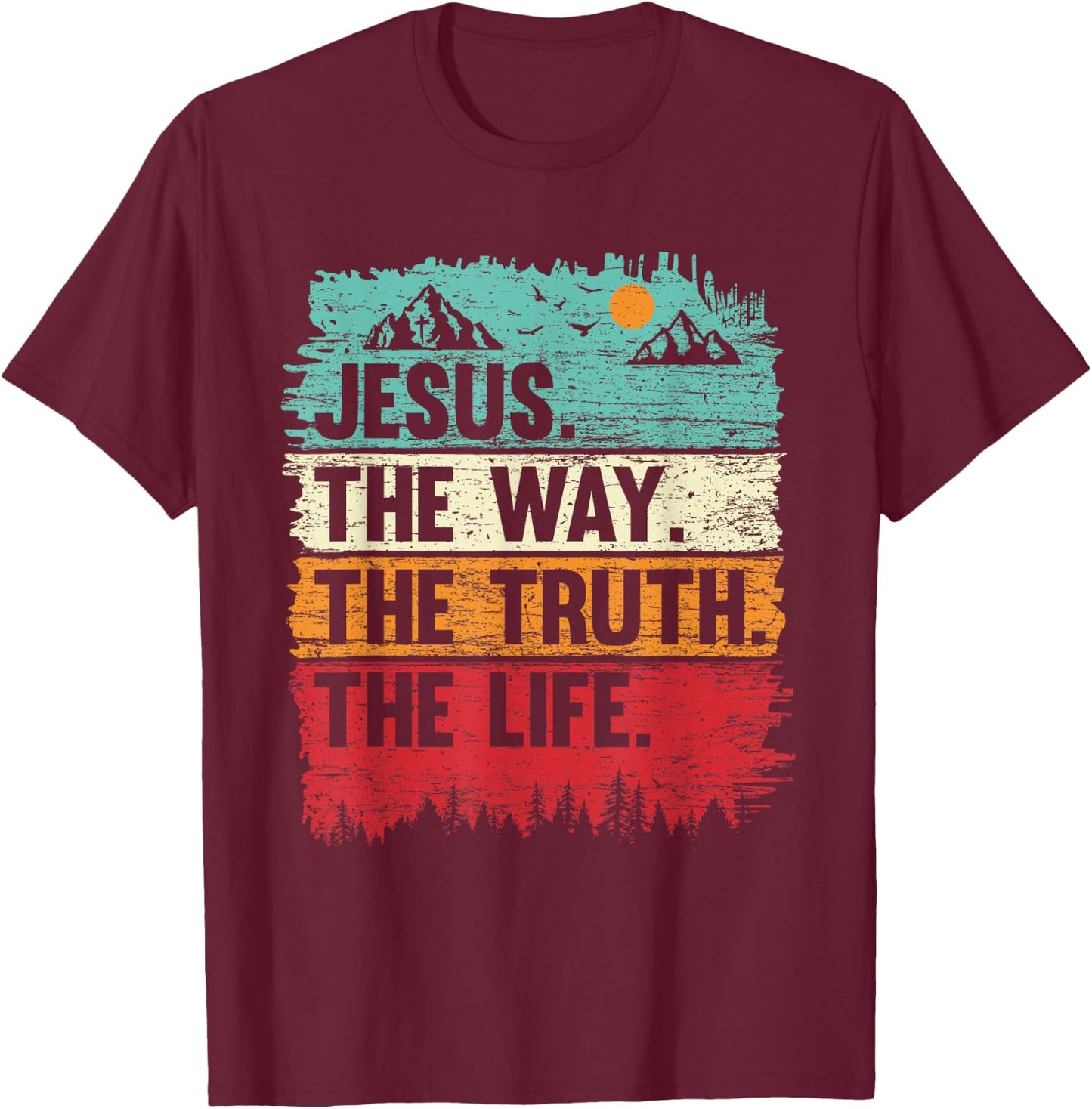 Boys Jesus Shirt The Way Truth Life Kids Christian Worship T-Shirt - T-Shirt | Maroon