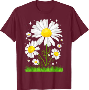 Sunshine Daisy Daisies Vacation Casual Graphic T-Shirt - T-Shirt | Maroon