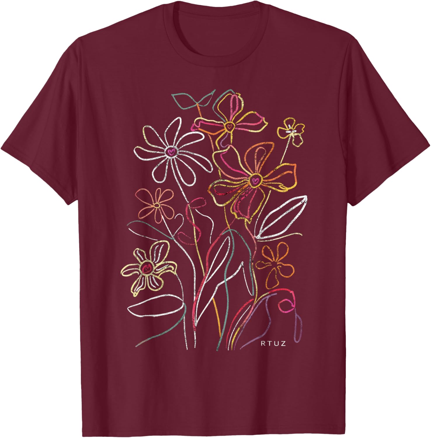 Boho Style Floral Pastel Design Flowers Hipster Streetwear T-Shirt - T-Shirt | Maroon