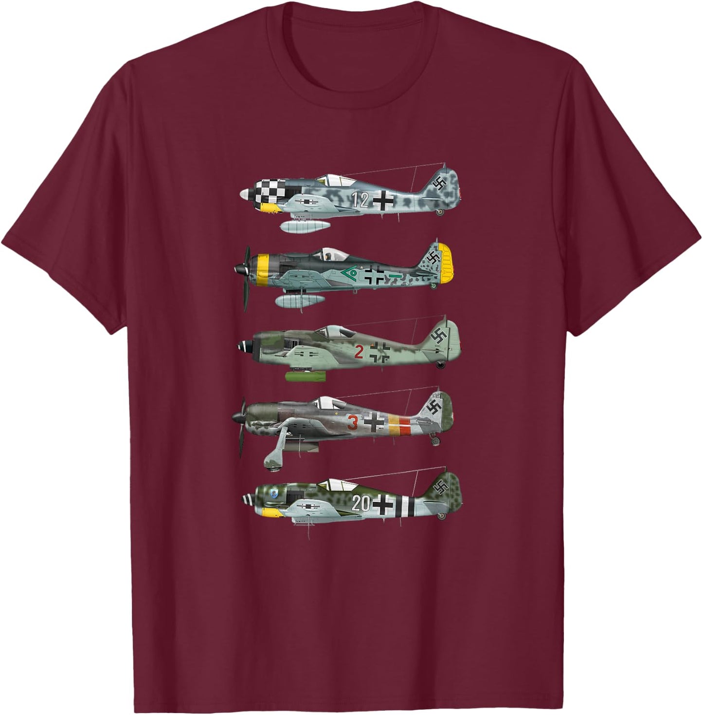 Focke-Wulf Fw190 "Wurger" bird butcher WW2 fighter T-Shirt - T-Shirt | Maroon